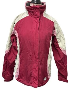 💗 L.L. Bean S Women’s Nylon Ski Jacket – Pink & Beige Two-Tone Winter Coat